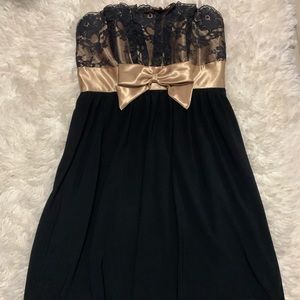 Black and Gold Mini Prom Dress